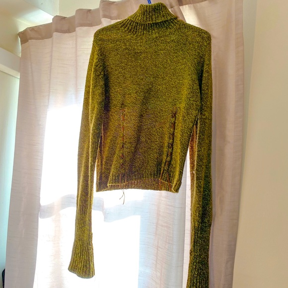 Vintage Nevada Turtleneck Bell sleeve Green Sweater - Picture 1 of 5